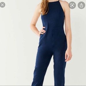 Urban Outfitters High-Neck Linen Jumpsuit